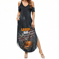 Labor Day Summer Maxi Dress Strong Hands Build Nations Patriotic Grunge Tools