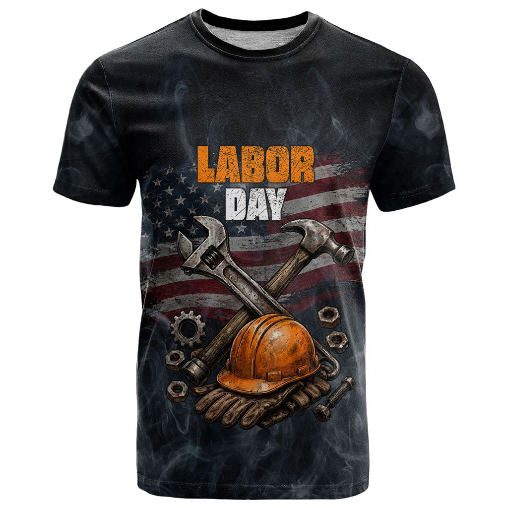 Labor Day T Shirt Strong Hands Build Nations Patriotic Grunge Tools