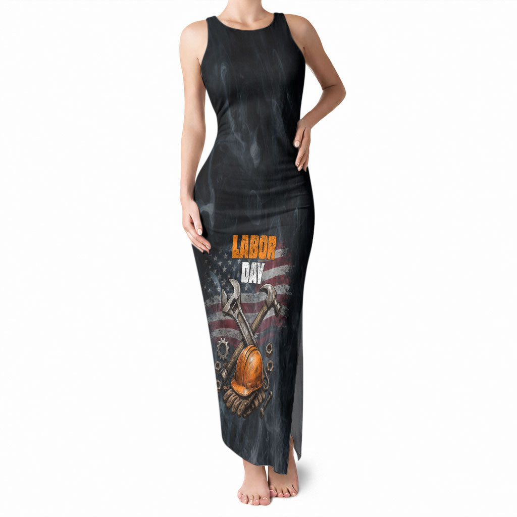 Labor Day Tank Maxi Dress Strong Hands Build Nations Patriotic Grunge Tools