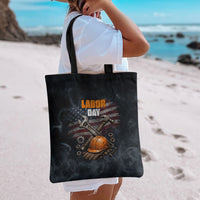 Labor Day Tote Bag Strong Hands Build Nations Patriotic Grunge Tools