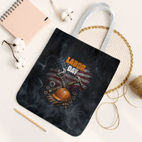 Labor Day Tote Bag Strong Hands Build Nations Patriotic Grunge Tools