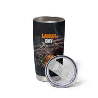 Labor Day Tumbler Cup Strong Hands Build Nations Patriotic Grunge Tools
