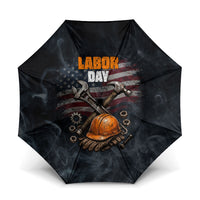 Labor Day Umbrella Strong Hands Build Nations Patriotic Grunge Tools