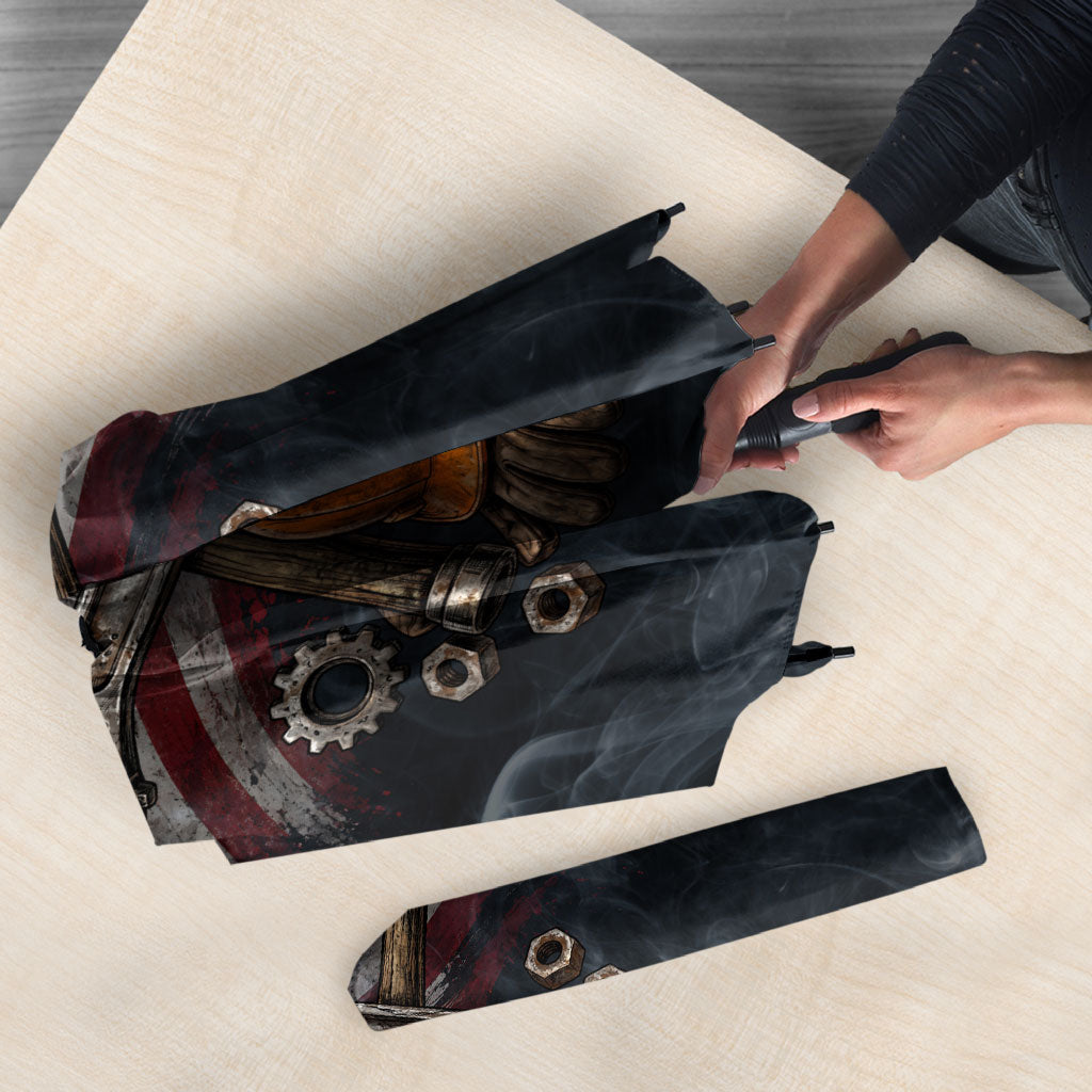 Labor Day Umbrella Strong Hands Build Nations Patriotic Grunge Tools