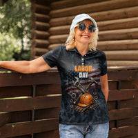 Labor Day Women Polo Shirt Strong Hands Build Nations Patriotic Grunge Tools