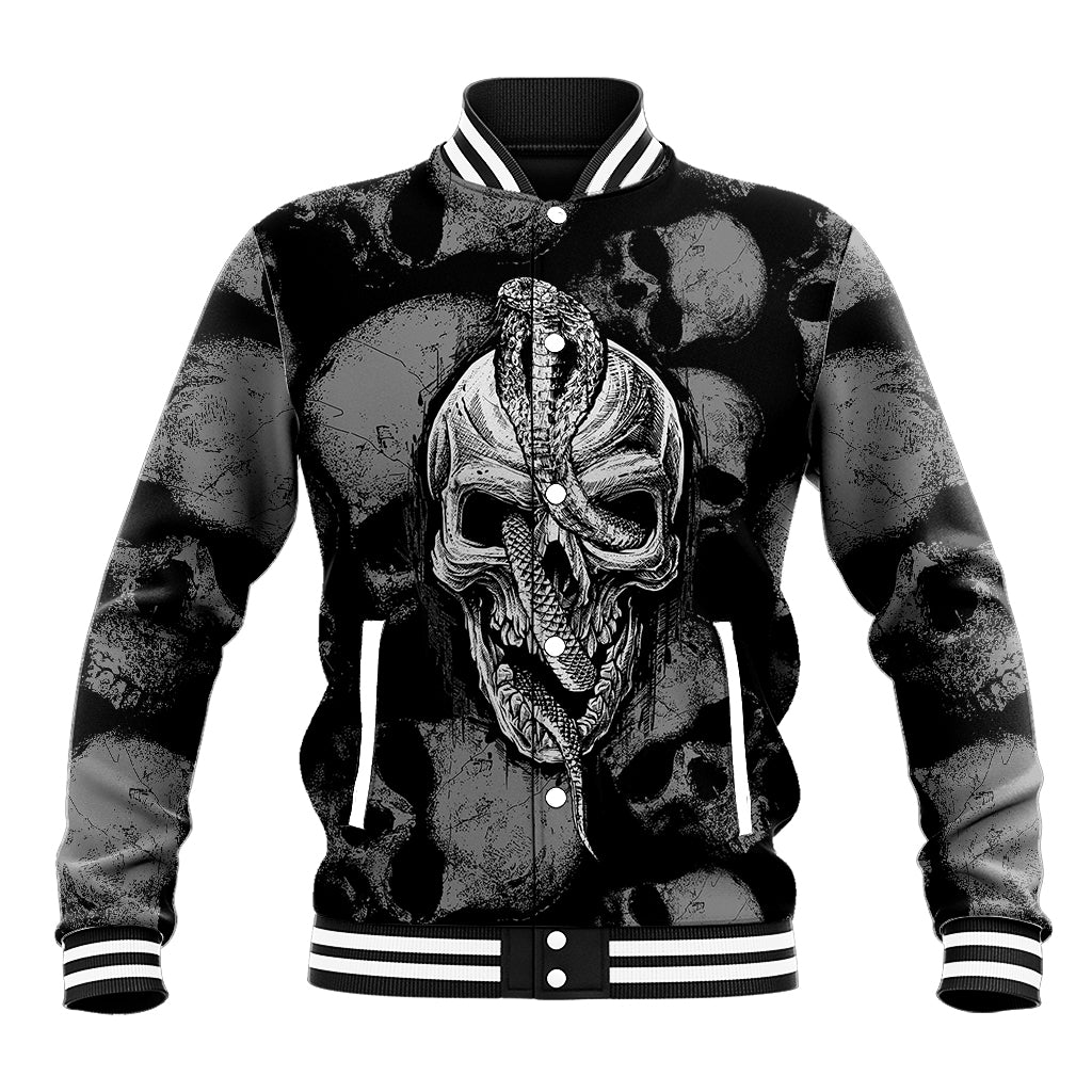 Skull Pattern Baseball Jacket I'm Never Alone - My Demon Are With Me 24/7 - Wonder Print Shop