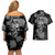Skull Pattern Couples Matching Off Shoulder Short Dress and Hawaiian Shirt I'm Never Alone - My Demon Are With Me 24/7 - Wonder Print Shop