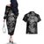 Skull Pattern Couples Matching Off The Shoulder Long Sleeve Dress and Hawaiian Shirt I'm Never Alone - My Demon Are With Me 24/7 - Wonder Print Shop