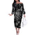 Skull Pattern Family Matching Off Shoulder Long Sleeve Dress and Hawaiian Shirt I'm Never Alone - My Demon Are With Me 24/7 - Wonder Print Shop