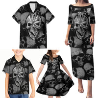 Skull Pattern Family Matching Puletasi Dress and Hawaiian Shirt I'm Never Alone - My Demon Are With Me 24/7 - Wonder Print Shop