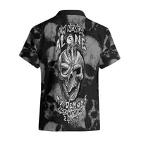 Skull Pattern Hawaiian Shirt I'm Never Alone - My Demon Are With Me 24/7 - Wonder Print Shop