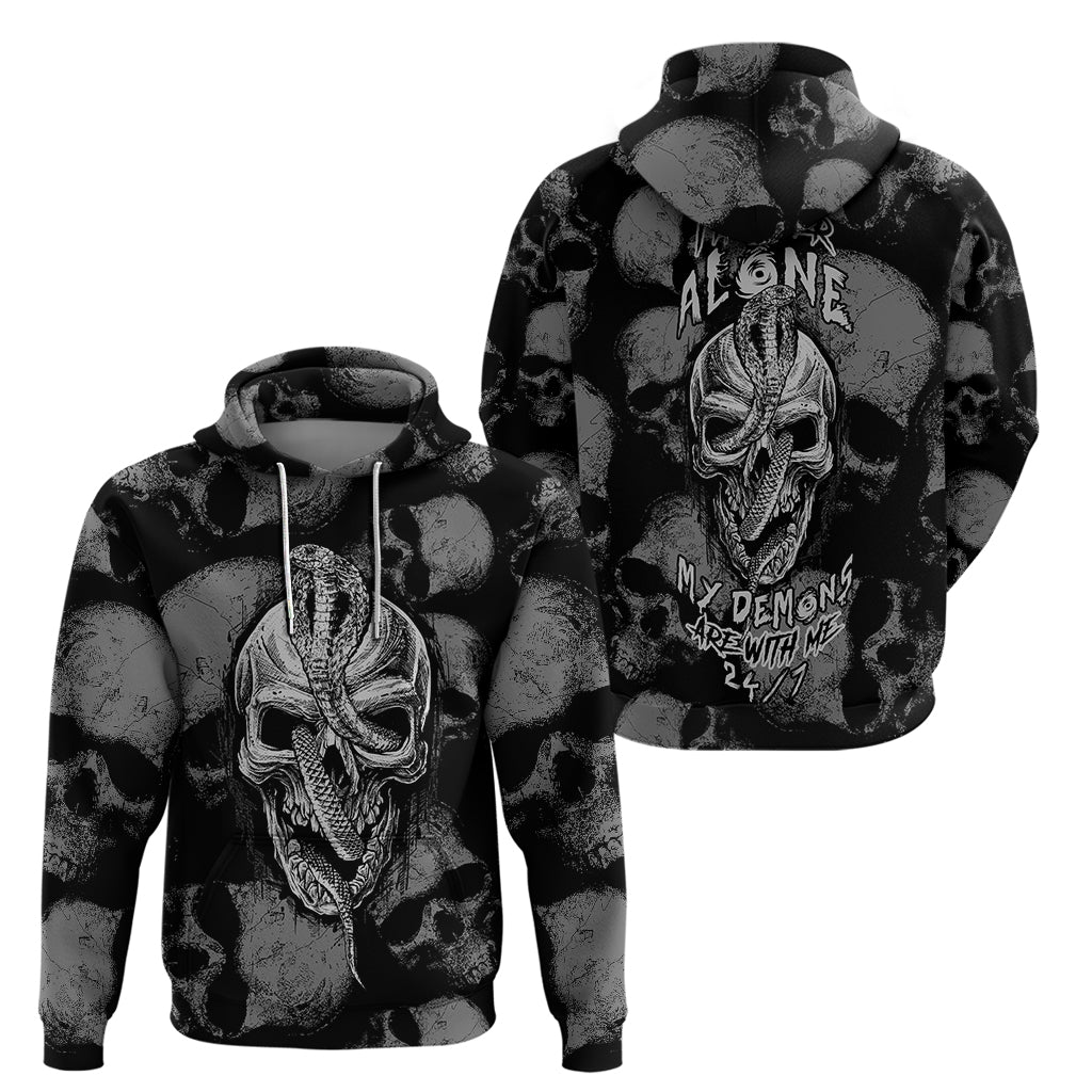 Skull Pattern Hoodie I'm Never Alone - My Demon Are With Me 24/7 - Wonder Print Shop