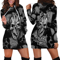 Skull Pattern Hoodie Dress I'm Never Alone - My Demon Are With Me 24/7 - Wonder Print Shop