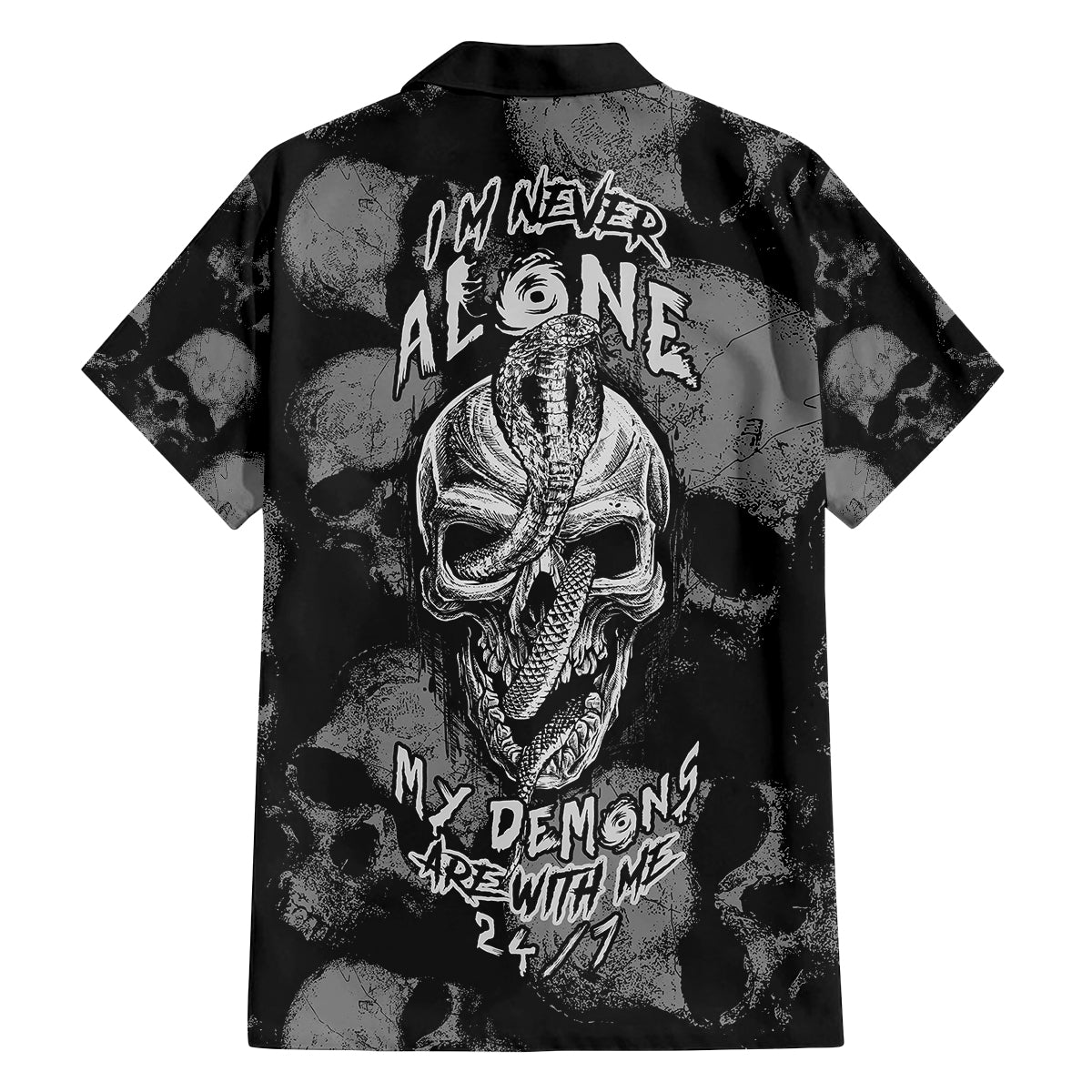 Skull Pattern Kid Hawaiian Shirt I'm Never Alone - My Demon Are With Me 24/7 - Wonder Print Shop