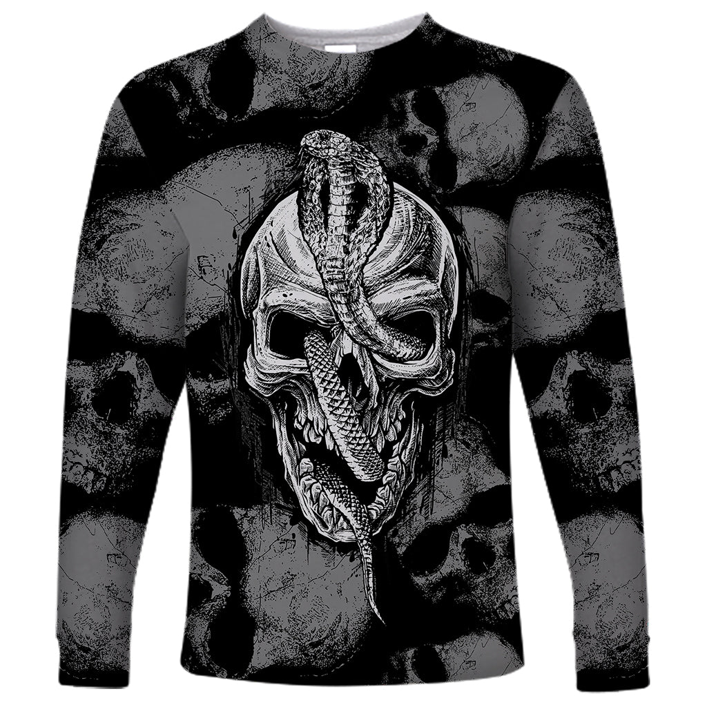 Skull Pattern Long Sleeve Shirt I'm Never Alone - My Demon Are With Me 24/7 - Wonder Print Shop