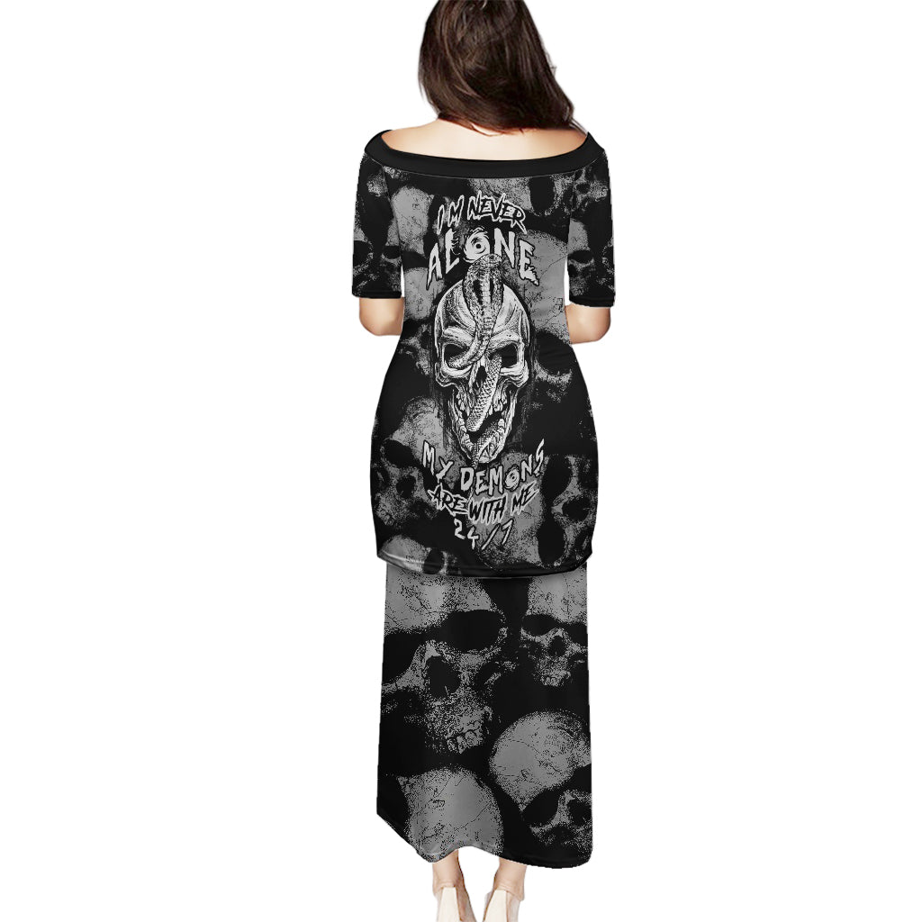Skull Pattern Puletasi I'm Never Alone - My Demon Are With Me 24/7 - Wonder Print Shop