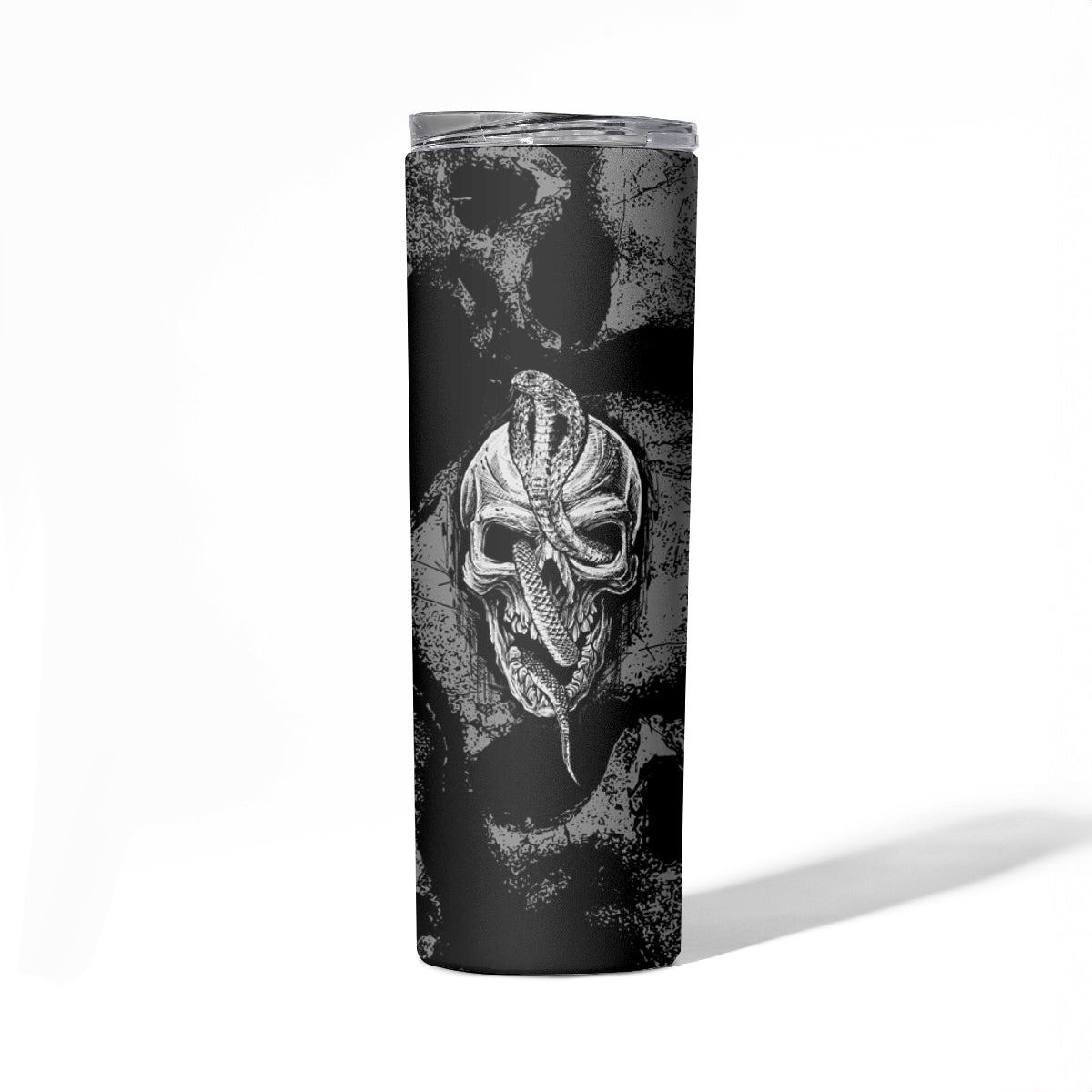 Skull Pattern Skinny Tumbler I'm Never Alone - My Demon Are With Me 24/7 - Wonder Print Shop
