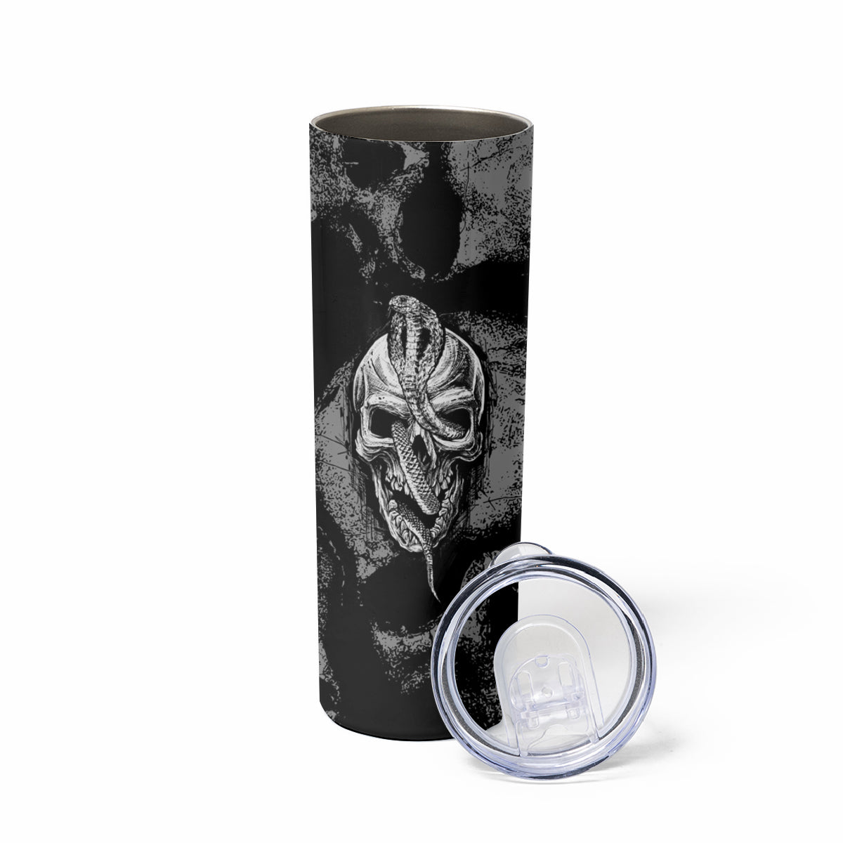 Skull Pattern Skinny Tumbler I'm Never Alone - My Demon Are With Me 24/7 - Wonder Print Shop