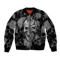 Skull Pattern Sleeve Zip Bomber Jacket I'm Never Alone - My Demon Are With Me 24/7 - Wonder Print Shop
