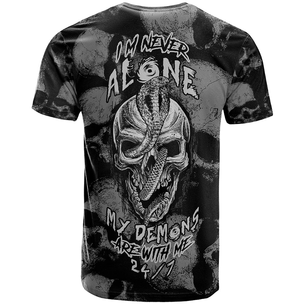 Skull Pattern T Shirt I'm Never Alone - My Demon Are With Me 24/7 - Wonder Print Shop