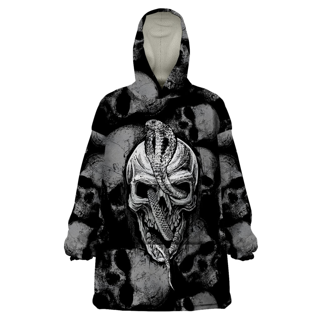 Skull Pattern Wearable Blanket Hoodie I'm Never Alone - My Demon Are With Me 24/7 - Wonder Print Shop