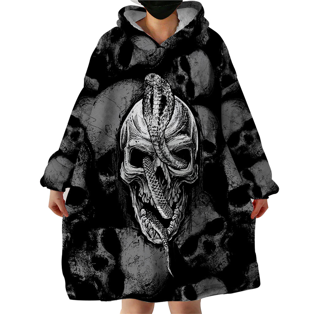 Skull Pattern Wearable Blanket Hoodie I'm Never Alone - My Demon Are With Me 24/7 - Wonder Print Shop