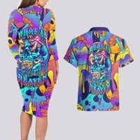 High Feel Skull Couples Matching Long Sleeve Bodycon Dress and Hawaiian Shirt What Is Heaven - Wonder Print Shop