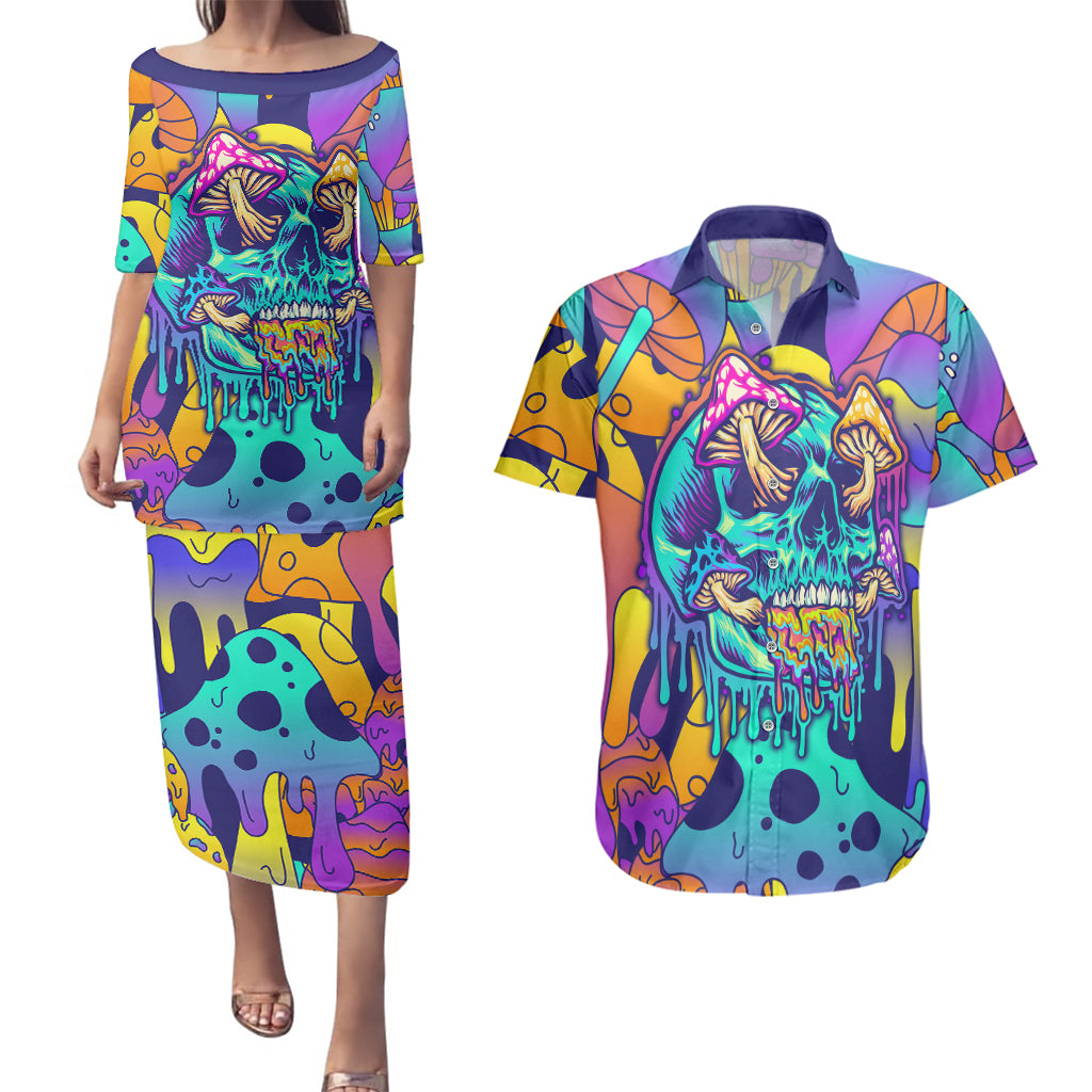 High Feel Skull Couples Matching Puletasi Dress and Hawaiian Shirt What Is Heaven - Wonder Print Shop