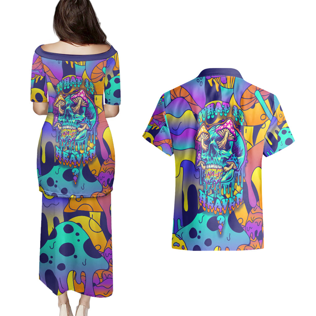 High Feel Skull Couples Matching Puletasi Dress and Hawaiian Shirt What Is Heaven - Wonder Print Shop