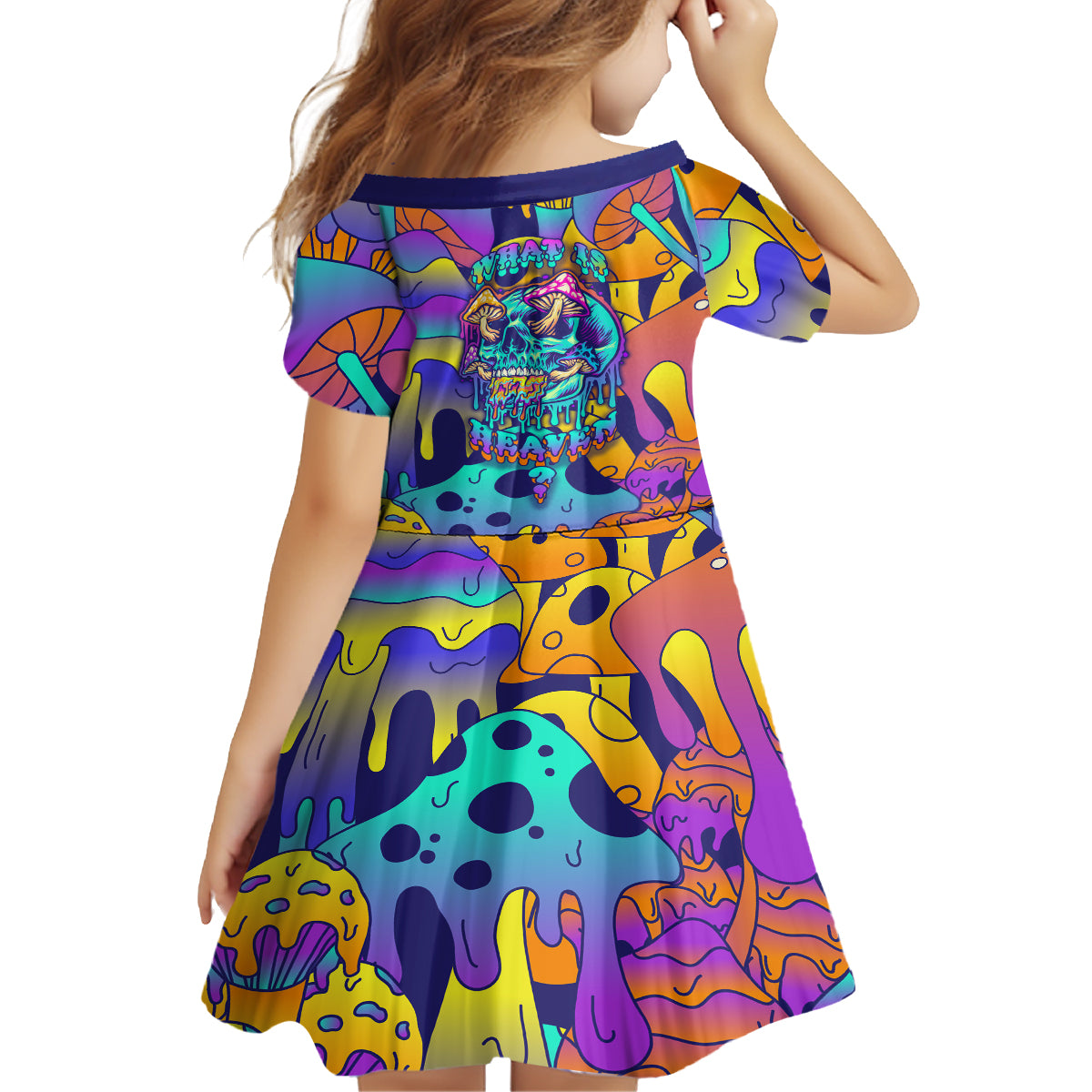 High Feel Skull Family Matching Short Sleeve Bodycon Dress and Hawaiian Shirt What Is Heaven - Wonder Print Shop