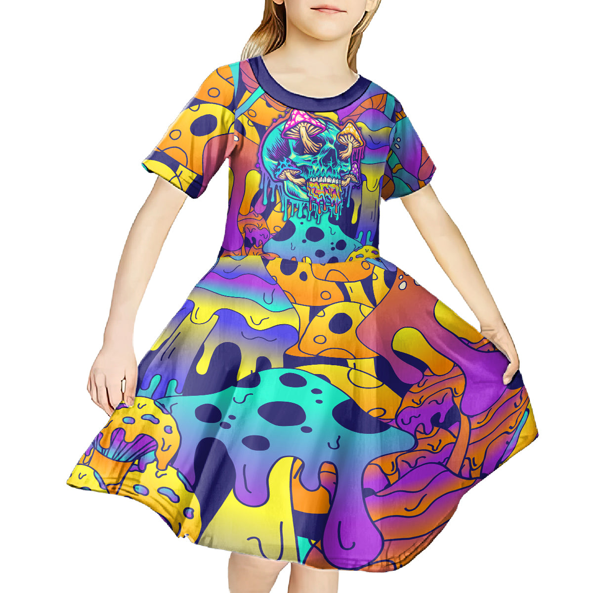 High Feel Skull Kid Short Sleeve Dress What Is Heaven - Wonder Print Shop