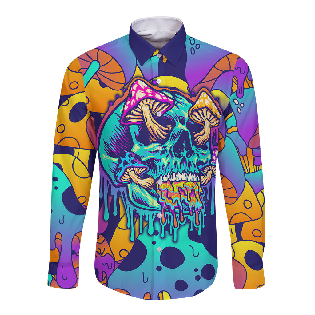 High Feel Skull Long Sleeve Button Shirt What Is Heaven - Wonder Print Shop