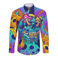 High Feel Skull Long Sleeve Button Shirt What Is Heaven - Wonder Print Shop