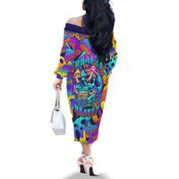 High Feel Skull Off The Shoulder Long Sleeve Dress What Is Heaven - Wonder Print Shop