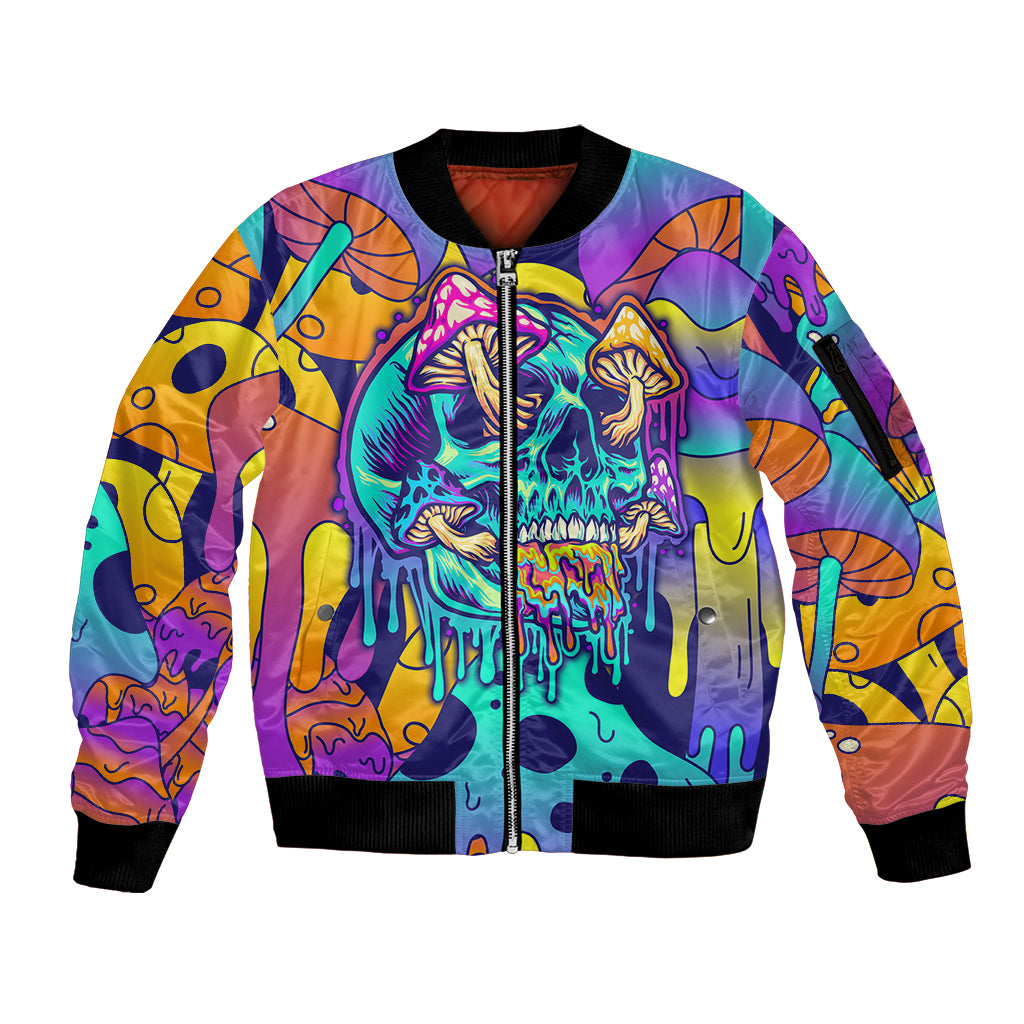 High Feel Skull Sleeve Zip Bomber Jacket What Is Heaven - Wonder Print Shop