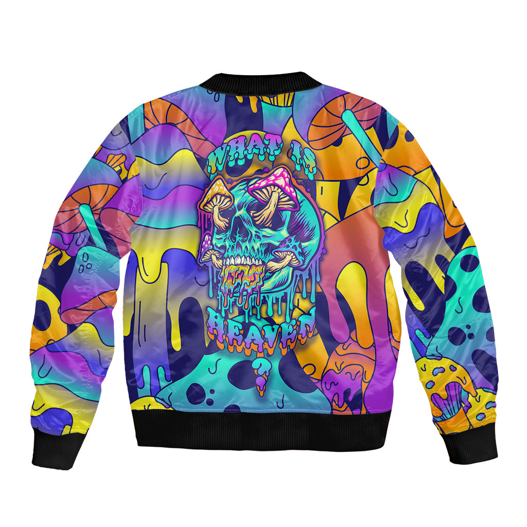 High Feel Skull Sleeve Zip Bomber Jacket What Is Heaven - Wonder Print Shop