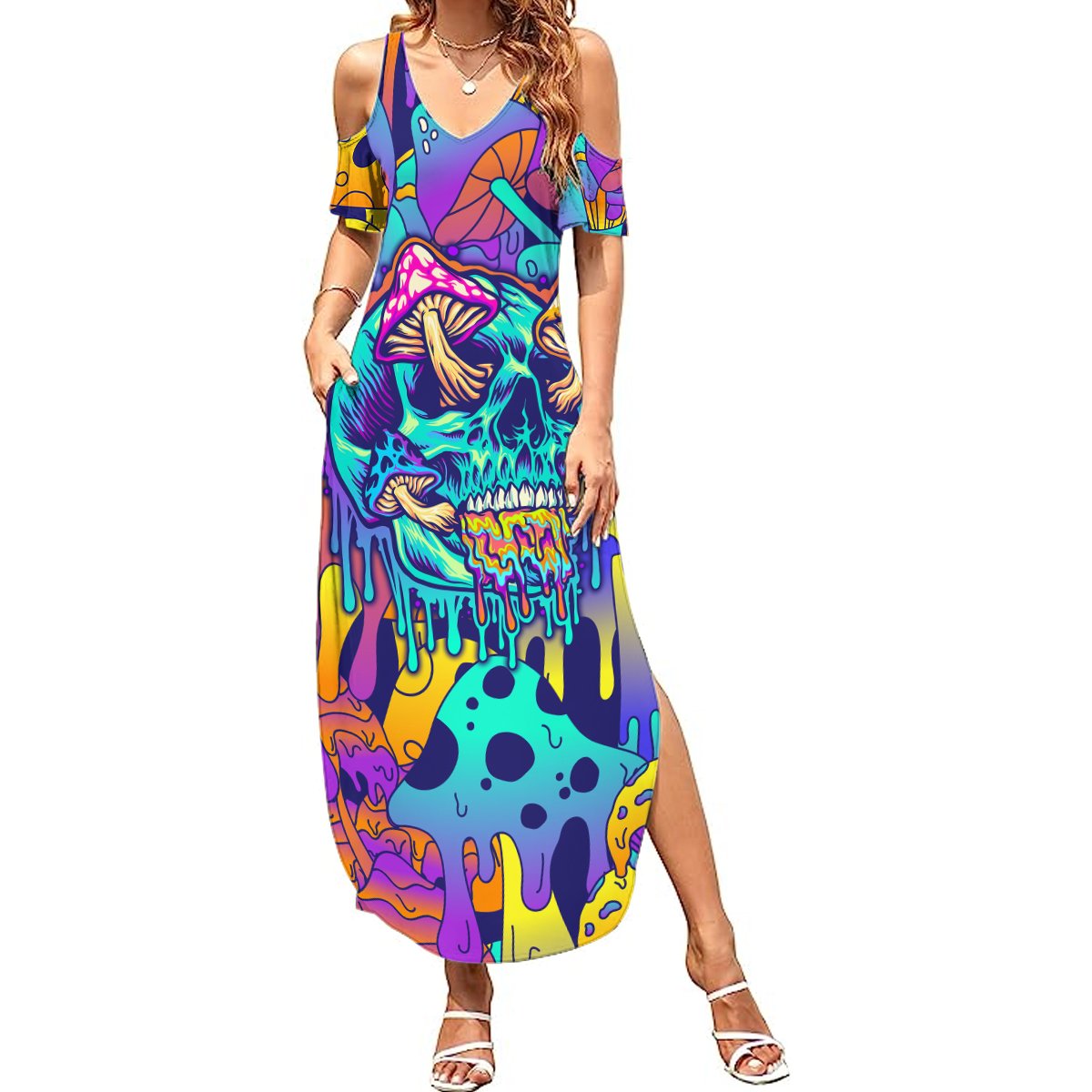 High Feel Skull Summer Maxi Dress What Is Heaven - Wonder Print Shop