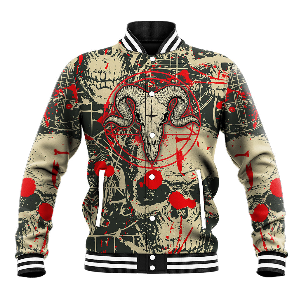 Skull Pattern Baseball Jacket Demon Art - Come With Me - Wonder Print Shop