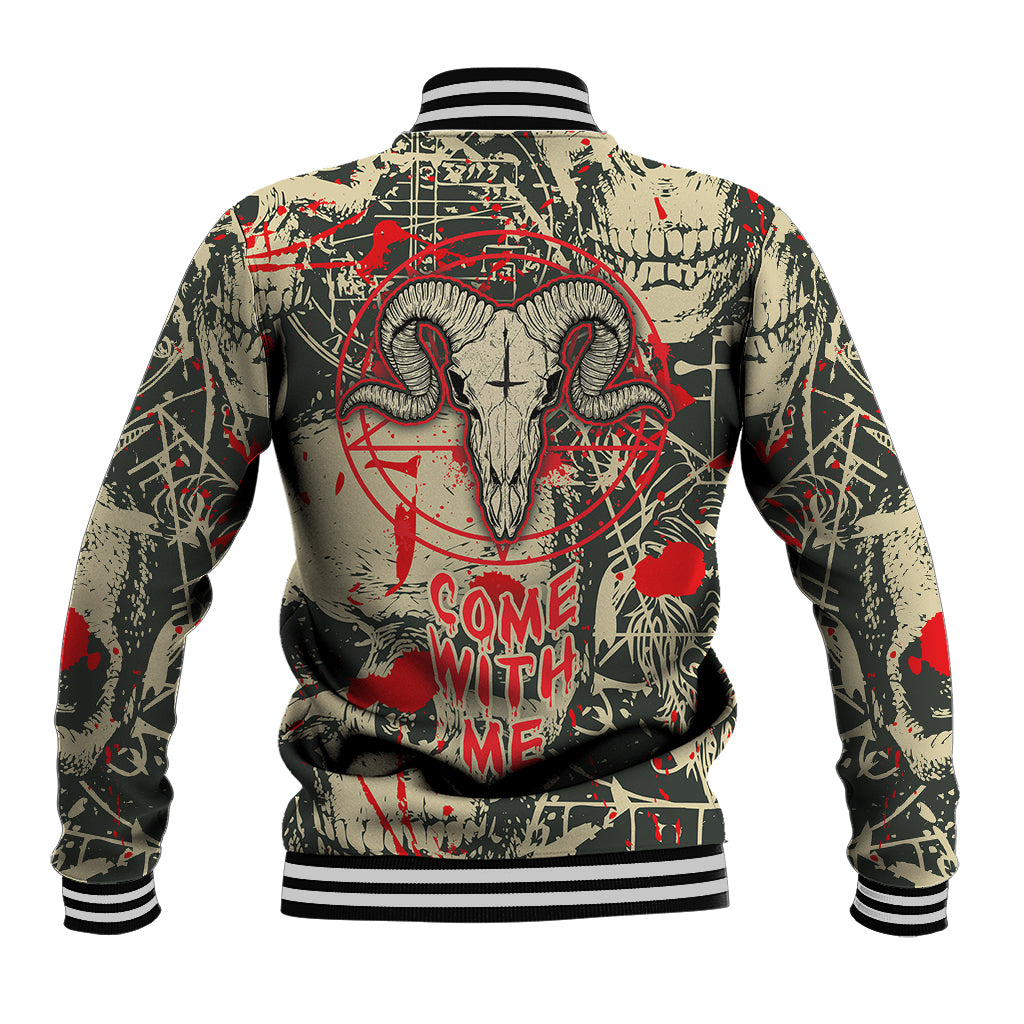 Skull Pattern Baseball Jacket Demon Art - Come With Me - Wonder Print Shop