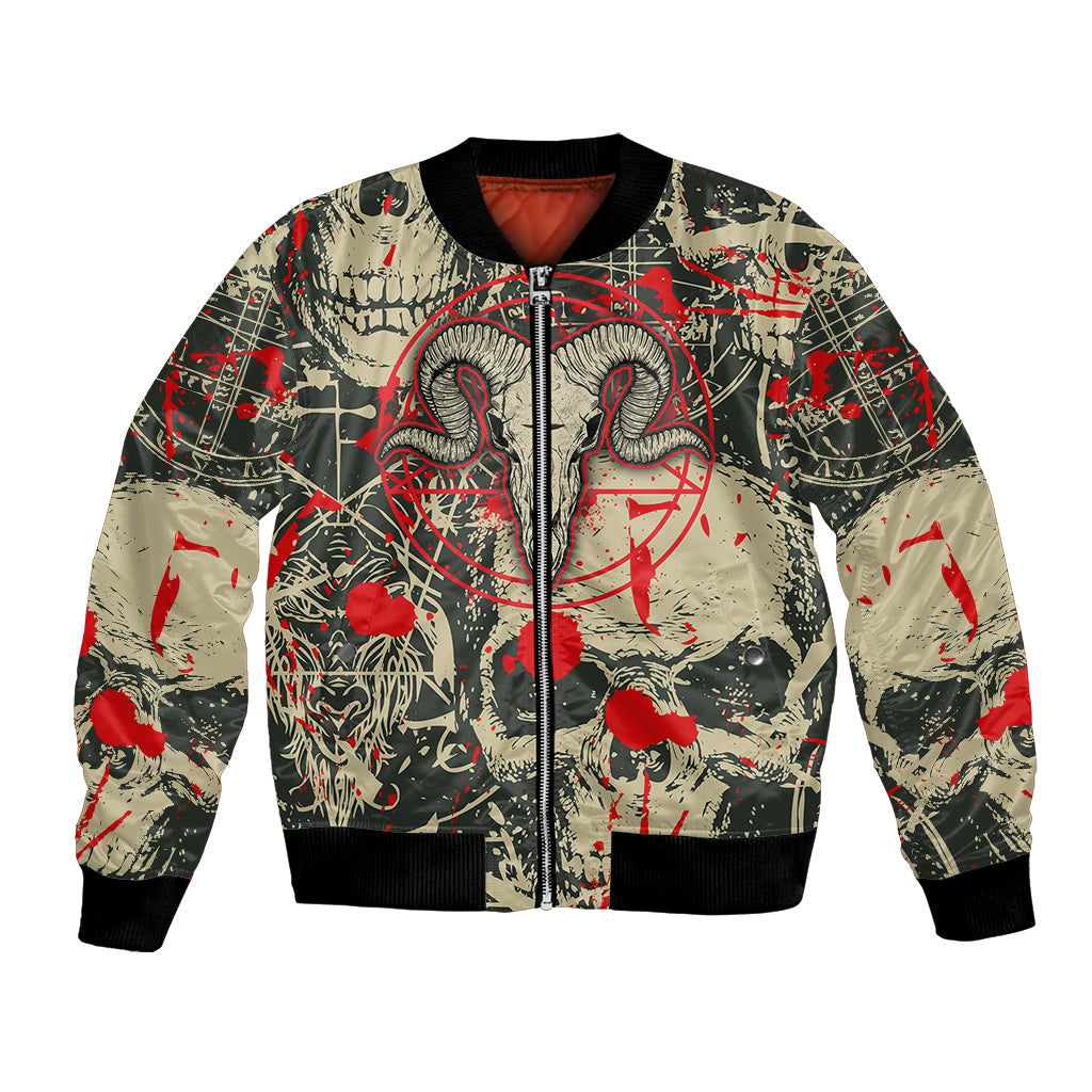 Skull Pattern Bomber Jacket Demon Art - Come With Me - Wonder Print Shop
