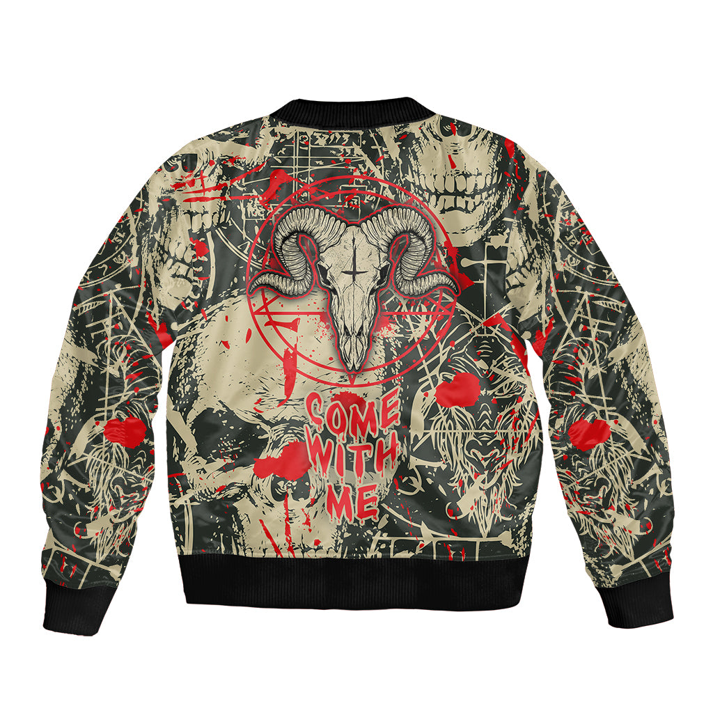 Skull Pattern Bomber Jacket Demon Art - Come With Me - Wonder Print Shop