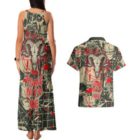Skull Pattern Couples Matching Tank Maxi Dress and Hawaiian Shirt Demon Art - Come With Me - Wonder Print Shop