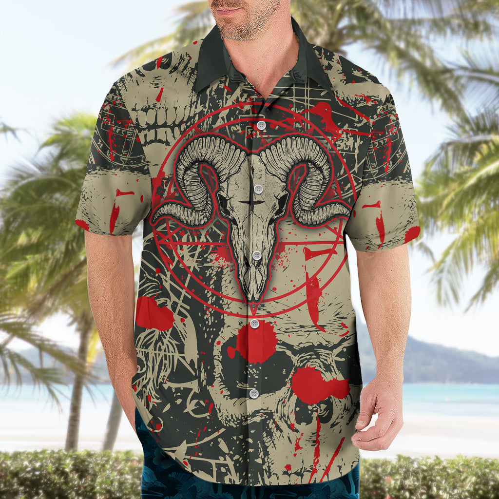 Skull Pattern Hawaiian Shirt Demon Art - Come With Me - Wonder Print Shop