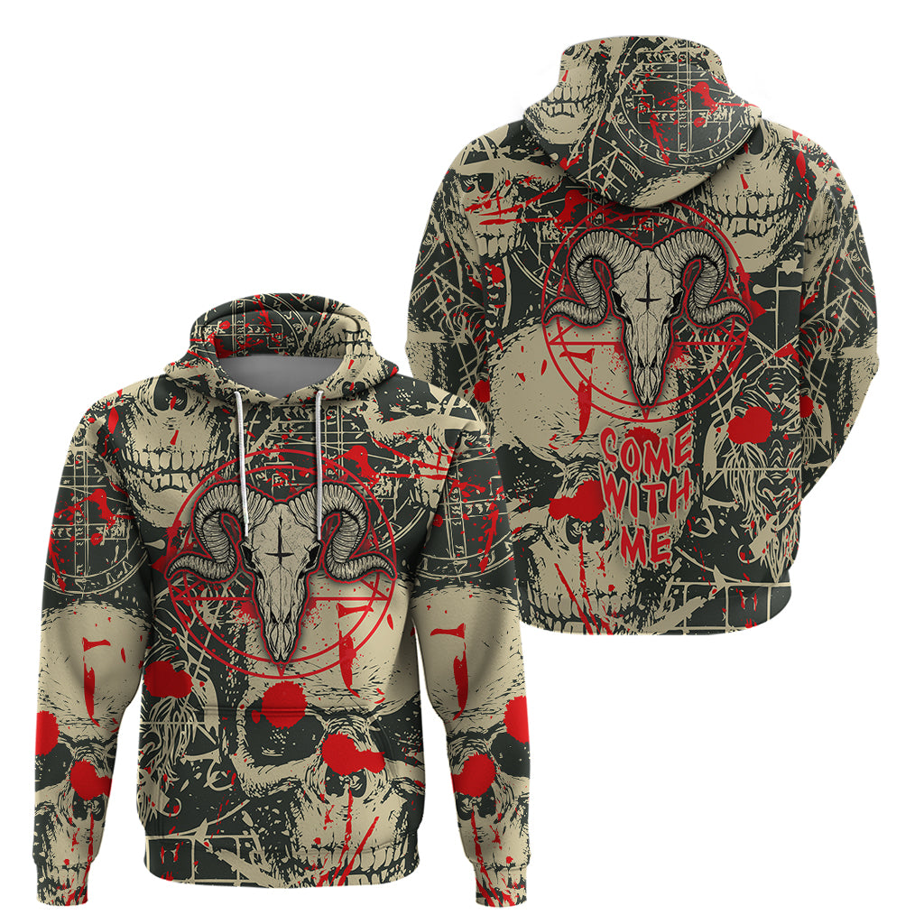 Skull Pattern Hoodie Demon Art - Come With Me - Wonder Print Shop