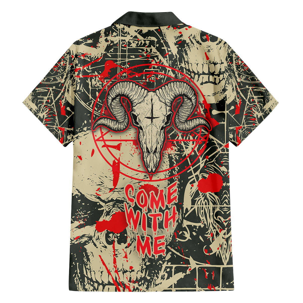 Skull Pattern Kid Hawaiian Shirt Demon Art - Come With Me - Wonder Print Shop