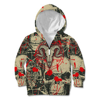 Skull Pattern Kid Hoodie Demon Art - Come With Me - Wonder Print Shop