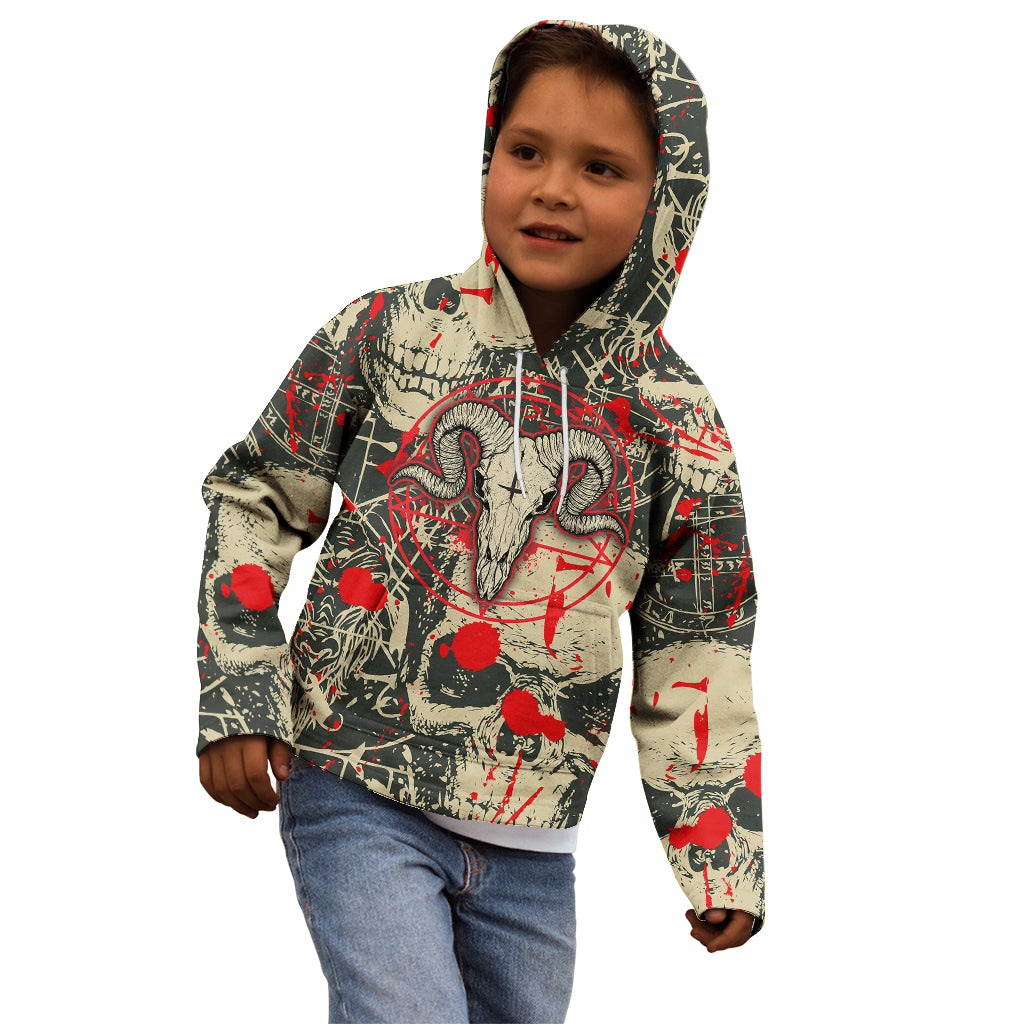 Skull Pattern Kid Hoodie Demon Art - Come With Me - Wonder Print Shop
