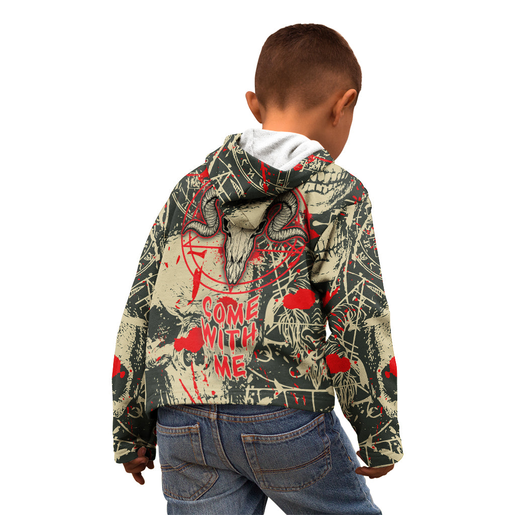 Skull Pattern Kid Hoodie Demon Art - Come With Me - Wonder Print Shop