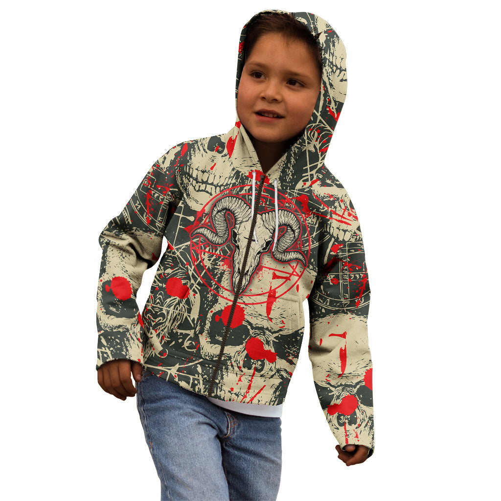 Skull Pattern Kid Hoodie Demon Art - Come With Me - Wonder Print Shop
