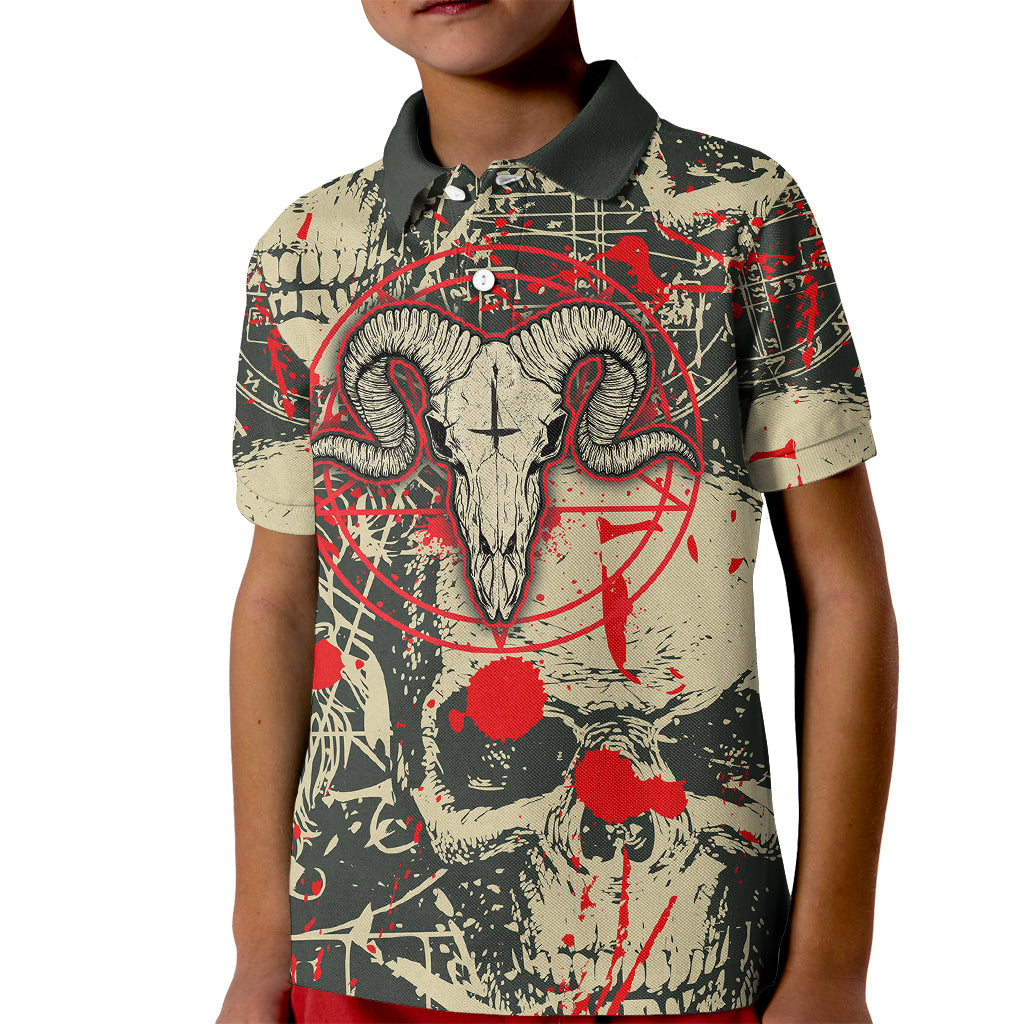 Skull Pattern Kid Polo Shirt Demon Art - Come With Me - Wonder Print Shop